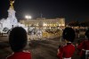 The Diamond Jubilee State Coach is led in a procession as it leaves Buckingham Palace, early Wednesday, May 3, 2023 during a rehearsal for the coronation of King Charles III which will take place at Westminster Abbey on May 6. (AP Photo/Vadim Ghirda)