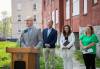 JESSICA LEE / WINNIPEG FREE PRESS
                                Mayor Scott Gillingham speaks at a press event Tuesday to announce new proposed measures to increase enforcement on derelict or vacant properties in front of 485 Furby Street.