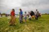 Mike Deal / Winnipeg Free Press
                                Leaders and dancers make a grand entrance during the Treaty One Nation Land Reclamation Ceremony for the Naawi-Oodena Treaty One Jointly Held lands, on the former Kapyong Barracks lands in Winnipeg.