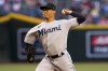 Miami Marlins starting pitcher Jesus Luzardo throws against the Arizona Diamondbacks during the first inning of a baseball game, Tuesday, May 9, 2023, in Phoenix. (AP Photo/Matt York)