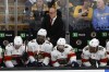 Florida Panthers head coach Paul Maurice, center top, looks on from behind the bench during the third period of their loss to the Boston Bruins in Game 1 of an NHL hockey playoff series Monday, April 17, 2023, in Boston. (AP Photo/Winslow Townson)