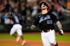 New York Mets' Pete Alonso (20) celebrates after hitting a grand slam during the seventh inning of a baseball game against the Cleveland Guardians, Friday, May 19, 2023, in New York. (AP Photo/Frank Franklin II)