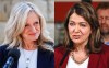 NDP Leader Rachel Notley and United Conservative Party Leader Danielle Smith are shown on the Alberta election campaign trail in this recent photo combination.&nbsp; THE CANADIAN PRESS/Jeff McIntosh