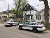 Winnipeg police at the scene of a homicide in the 300 block of Burrows Avenue on the morning of May 21, 2021. The body of Trevor Clayton Dorion, 33, was found the previous afternoon. (Adam Treusch / Winnipeg Free Press)