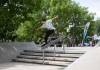JESSICA LEE / WINNIPEG FREE PRESS
                                Malcolm Moffat of Winnipeg manoeuvres along a rail at The Forks Saturday during the Slurpee Canada Skateboard Open Tour. Winnipeg is the second of six stops on the tour, which began earlier this month in Vancouver.