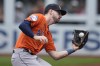 Houston Astros right fielder Kyle Tucker catches a foul ball hit by Cleveland Guardians' Myles Straw for an out in the second inning of a baseball game Sunday, June 11, 2023, in Cleveland. (AP Photo/Sue Ogrocki)