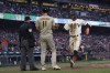 San Francisco Giants' Luis Matos, right, runs past San Diego Padres pitcher Yu Darvish (11) after scoring during the fifth inning of a baseball game in San Francisco, Wednesday, June 21, 2023. (AP Photo/Jeff Chiu)