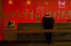 A security guard stands by the front reception desk at Postmedia's Toronto headquarters on March 12, 2018. Postmedia Network Canada Corp. says Jamie Irving has resigned as executive chair of the media conglomerate's board. THE CANADIAN PRESS/Chris Young