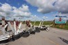 Activists for Indigenous rights blockade the main road into the Brady Road landfill, just outside of Winnipeg, Monday, July 10, 2023, after the city issued an order to vacate the blockade site by Monday at noon. THE CANADIAN PRESS/David Lipnowski
