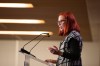 President and CEO of CBC/Radio-Canada Catherine Tait speaks during a panel discussion in Ottawa, on Thursday, Dec., 1, 2022.The head of Canada's public broadcaster caused worry and unease in the newsrooms under her command after suggesting earlier this year that CBC would eventually cease broadcasting on TV and radio, internal documents show. THE CANADIAN PRESS/Spencer Colby