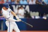Toronto Blue Jays third baseman Matt Chapman (26) hits a solo home run against the Los Angeles Angels during second inning American League MLB baseball action in Toronto on Friday, July 28, 2023. THE CANADIAN PRESS/Nathan Denette