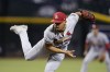 Right-handed reliever Jordan Hicks was acquired by the Toronto Blue Jays in a trade with the St. Louis Cardinals on Sunday.&nbsp;Hicks throws against the Arizona Diamondbacks during the ninth inning of a baseball game in Phoenix, Monday, July 24, 2023. THE CANADIAN PRESS/AP-Ross D. Franklin