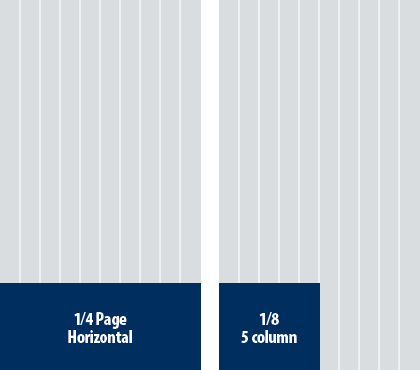1/4 page horizontal and 1/8 column