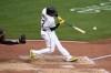 Pittsburgh Pirates' Ke'Bryan Hayes hits a two-run single off Atlanta Braves starting pitcher Bryce Elder during the third inning of a baseball game in Pittsburgh, Thursday, Aug. 10, 2023. (AP Photo/Gene J. Puskar)