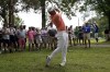 Collin Morikawa hits from the rough on the ninth green during the first round of the St. Jude Championship golf tournament Thursday, Aug. 10, 2023, in Memphis, Tenn. (AP Photo/George Walker IV)