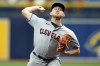 Cleveland Guardians starting pitcher Tanner Bibee delivers to the Tampa Bay Rays during the first inning of a baseball game Sunday, Aug. 13, 2023, in St. Petersburg, Fla. (AP Photo/Chris O'Meara)