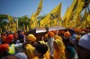 Mourners carry the casket of Sikh community leader and temple president Hardeep Singh Nijjar during Antim Darshan, the first part of a day-long funeral service for him, in Surrey, B.C., on Sunday, June 25, 2023. THE CANADIAN PRESS/Darryl Dyck