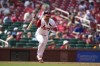 St. Louis Cardinals' Willson Contreras celebrates after hitting and RBI single during the seventh inning of a baseball game against the New York Mets Sunday, Aug. 20, 2023, in St. Louis. (AP Photo/Jeff Roberson)
