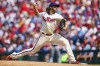 Philadelphia Phillies starting pitcher Aaron Nola delivers during the third inning of the baseball game against the St. Louis Cardinals, Sunday, Aug. 27, 2023, in Philadelphia. (AP Photo/Chris Szagola)