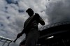 Oakland Athletics' Aledmys Diaz returns to the dugout after striking out against the Seattle Mariners during the second inning of a baseball game, Wednesday, Aug. 30, 2023, in Seattle. (AP Photo/Lindsey Wasson)