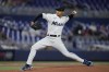 Miami Marlins' Jesus Luzardo delivers a pitch during the first inning of a baseball game against the Tampa Bay Rays, Wednesday, Aug. 30, 2023, in Miami. (AP Photo/Wilfredo Lee)
