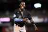 Miami Marlins' Jazz Chisholm Jr. reacts during the middle of the third inning of the team's baseball game against the Washington Nationals, Friday, Sept. 1, 2023, in Washington. Chisholm was left on base. (AP Photo/Nick Wass)