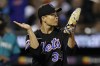 New York Mets starting pitcher Kodai Senga, of Japan, reacts during the seventh inning of a baseball game against the Seattle Mariners, Friday, Sept. 1, 2023, in New York. (AP Photo/Adam Hunger)