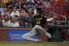 Pittsburgh Pirates' Liover Peguero scores during the second inning of a baseball game against the St. Louis Cardinals Friday, Sept. 1, 2023, in St. Louis. (AP Photo/Jeff Roberson)