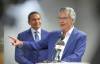NDP Leader Wab Kinew (left) and former premier Gary Doer. (Ruth Bonneville / Winnipeg Free Press)
