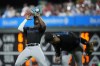 Miami Marlins right fielder Jesus Sanchez catches a fly out by Philadelphia Phillies' Alec Bohm during the eighth inning of a baseball game, Friday, Sept. 8, 2023, in Philadelphia. (AP Photo/Matt Slocum)
