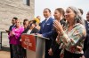 Manitoba NDP Leader Wab Kinew speaks to media during a press conference to kick off the 2023 Manitoba election in Winnipeg on Tuesday, Sept. 5, 2023. Manitoba New Democrats are promising to ensure more government contract work goes to bidders and workers within the province. THE CANADIAN PRESS/David Lipnowski