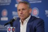 Chicago Cubs president of baseball operations Jed Hoyer listens to a question during the news conference at Wrigley Field in Chicago, Tuesday, Oct. 3, 2023. (AP Photo/Nam Y. Huh)