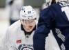 JOHN WOODS / WINNIPEG FREE PRESS
                                Winnipeg Jets&rsquo; Cole Perfetti (91) at practice in Winnipeg on Monday, October 9, 2023.