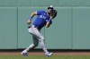 FILE - Toronto Blue Jays' Kevin Kiermaier catches a fly ball by Boston Red Sox's Luis Urias in the fourth inning of a baseball game, Sunday, Aug. 6, 2023, in Boston. Kiermaier won a fourth Gold Gloves, in news announced Sunday, Nov. 5, by Rawlings. (AP Photo/Steven Senne, File)