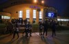 A crowd files out of the Hibbing Memorial Arena in Hibbing, Minn., Monday evening Nov. 6, 2023, following a celebration of life ceremony for hockey player and Hibbing native Adam Johnson, who was killed in a hockey accident on Oct. 28 while playing in England. (Mark Sauer /The Mesabi Daily News via AP)