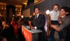 JASON HALSTEAD / WINNIPEG FREE PRESS

NDP leader Wab Kinew celebrates victory on Oct. 3, 2023 at the Fort Garry Hotel.
