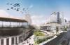A 2023 architectural rendering of a revitalized Portage Place. The anchor use for the redevelopment will be the Downtown Winnipeg Health Centre for Excellence, including a new tower with a range of medical facilities and services. (Architecture49)
