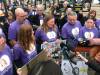 Dean Pritchard / Winnipeg Free Press Files
                                Jordyn Reimer&rsquo;s parents speak to reporters outside court. Nearly 80 of Reimer&rsquo;s friends and family members, all wearing purple &ldquo;Justice for Jordyn&rdquo; T-shirts, filled the gallery Friday as victim-impact statements were read at the sentencing hearing for Tyler Goodman.