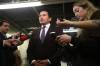 Tim Smith/The Brandon sun
                                Manitoba Premier Wab Kinew answers questions from reporters after taking part in the bear pit session at the Association of Manitoba Municipalities fall convention at the Keystone Centre on Thursday.