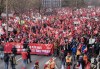 The president of a striking Quebec teachers union says she hopes intense negotiation sessions with the government will continue all weekend as the two parties try to reach an agreement. Members of the FEA teachers union march to begin their unlimited strike, Thursday, Nov. 23, 2023 in Montreal.THE CANADIAN PRESS/Ryan Remiorz