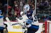 DAVID ZALUBOWSKI / THE ASSOCIATED PRESS FILES

Jets goaltender Connor Hellebuyck celebrates after his 32-save outing helped Winnipeg beat Colorado 4-2 Thursday. He is expected to get the start Sunday against the Ducks.