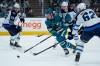Godofredo A. Vásquez / The Associated Press
                                San Jose Sharks left wing Fabian Zetterlund moves the puck between Winnipeg Jets players during the first period.