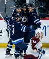 John Woods / THE CANADIAN PRESS
                                Vladislav Namestnikov (right) celebrate his power-play goal against the Colorado Avalanche on Saturday. His first-period goal was the only time the Jets have scored with the man advantage in their last 21 opportunities.