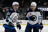 Alex Gallardo / The Associated Press
                                Winnipeg Jets center Gabriel Vilardi (13) talks with center Mark Scheifele (55) during the first period of an NHL hockey game against the Anaheim Ducks in Anaheim, Calif.