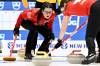 Canada&rsquo;s Skipper Kerri Einarson in action during the bronze medal match between Canada and Sweden of the LGT World Women&rsquo;s Curling Championship at Goransson Arena in Sandviken, Sweden, Sunday, March 26, 2023. (Jonas Ekstromer/TT News Agency via AP)