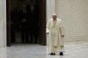 Pope Francis arrives for an audience with sick people and Lourdes pilgrimage operators in the Paul VI Hall, at the Vatican, Thursday, Dec. 14, 2023. (AP Photo/Alessandra Tarantino)