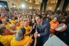 Manitoba NDP leader Wab Kinew greets supporters after winning the Manitoba Provincial election in Winnipeg on Tuesday, Oct. 3, 2023. THE CANADIAN PRESS/David Lipnowski