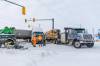 MIKE DEAL / WINNIPEG FREE PRESS
                                A school bus and tractor-trailer collided at the Trans-Canada Highway and Provincial Road 334 in Headingley at about 7:45 a.m. Wednesday morning.