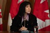 Leah Gazan, the member of Parliament for Winnipeg Centre, speaks during a news conference in Ottawa, on Wednesday, Dec. 14, 2022. Gazan is spearheading efforts to create a Canada-wide alert system that would urgently notify the public when an Indigenous woman goes missing. THE CANADIAN PRESS/Spencer Colby