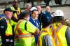 MIKAELA MACKENZIE / FREE PRESS
                                Premier Wab Kinew greets union members at a news conference announcing a bid to repeal a ban on project labour agreements.